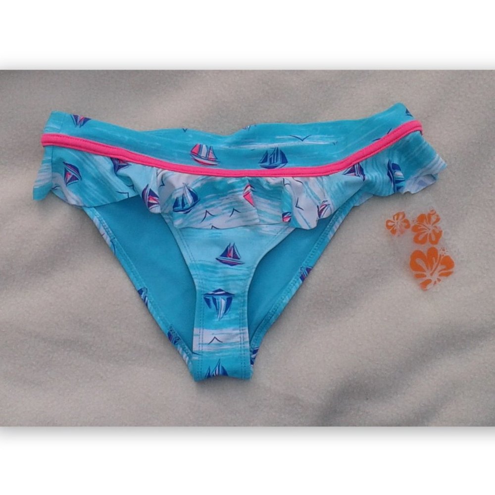 Joe Boxer Size S/C Womens Swimsuit Blue Print Bikini Bottom NWT